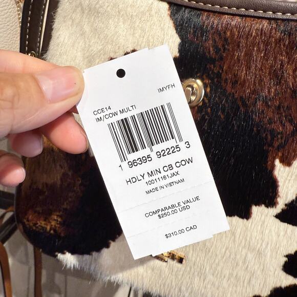 Best price ‼️Coach Hadley Mini Crossbody Bag Cow Print And Tassel CCE14 - Picture 6 of 16